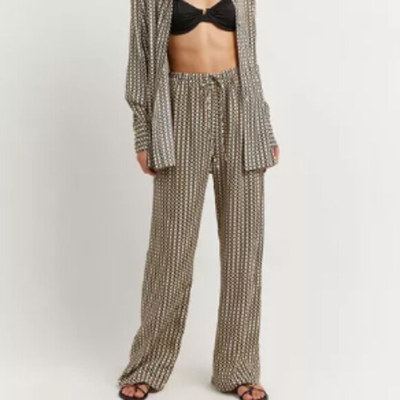 DISSH Marlow Beige Geo Drawstring pants sz 4 - Picture 2 of 4